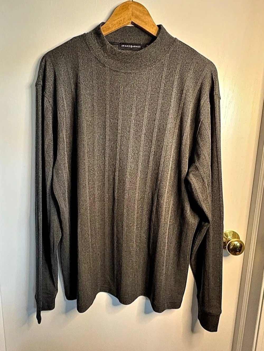 JHANE BARNES Sz L Silk Blend Ribbed Knit Mock Neck Sweater Lightweight Luxury